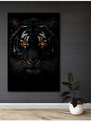 Teona Ahşap Çerçeve Görünümlü Göz Alıcı Kaplan Dekoratif Ahşap Mdf Ev Duvar Tablo Dikdörtgen Ev Duvar Tablo