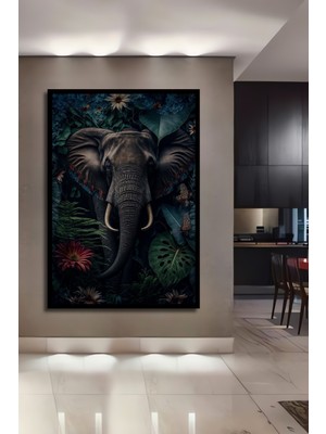 Teona Ahşap Çerçeve Görünümlü Filin Cazibesi Dekoratif Ahşap Mdf Ev Duvar Tablo Dikdörtgen Ev Duvar Tablo