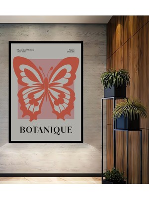 Teona Ahşap Çerçeve Görünümlü Kelebek Botanik Ahşap Mdf Dekoratif Ev Duvar Tablo Dikdörtgen Ev Duvar Tablo