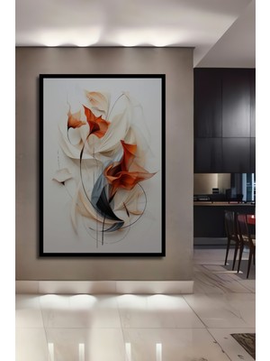 Teona Ahşap Çerçeve Görünümlü Soyut Çiçek Dalgası Dekoratif Ahşap Mdf Ev Duvar Tablo Dikdörtgen Ev Duvar Tablo