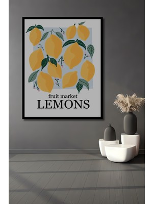 Teona Ahşap Çerçeve Görünümlü Limonlu Dekoratif Ahşap Mdf Işyeri Duvar Tablo Dikdörtgen Işyeri Duvar Tablo