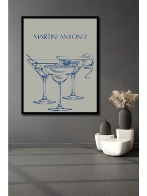 Teona Ahşap Çerçeve Görünümlü Martini Şıklığı Dekoratif Ahşap Mdf Ev Duvar Tablo Dikdörtgen Ev Duvar Tablo