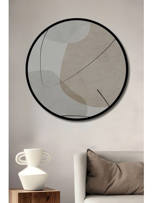 Teona Ahşap Çerçeve Görünümlü Soyut Sanat Dekoratif Ahşap Mdf Işyeri Duvar Tablo Yuvarlak Işyeri Duvar Tablo