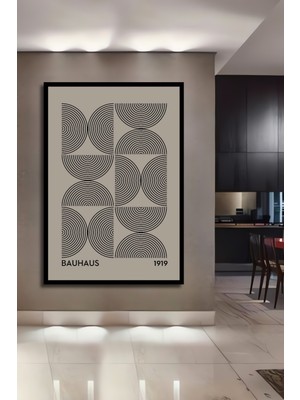 Teona Ahşap Çerçeve Görünümlü Bauhaus Soyut Sanat Ahşap Mdf Dekoratif Ev Duvar Tablo Dikdörtgen Ev Duvar Tablo