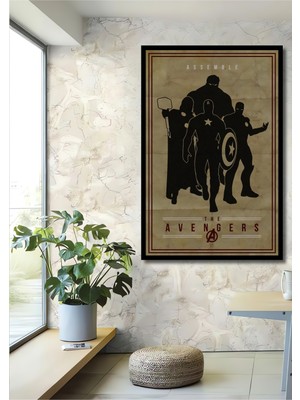 Teona Ahşap Çerçeve Görünümlü Avengers Marvel Dekoratif Ahşap Mdf Ev Duvar Tablo Dikdörtgen Ev Duvar Tablo