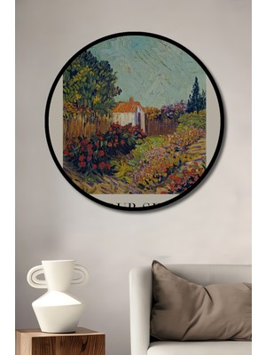 Teona Ahşap Çerçeve Görünümlü Van Gogh Renk Serisi Dekoratif Ahşap Mdf Ev Duvar Tablo Yuvarlak Ev Duvar Tablo