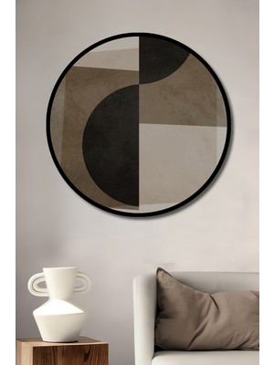 Teona Ahşap Çerçeve Görünümlü Dairesel Minimalist Dekoratif Ahşap Mdf Ev Duvar Tablo Yuvarlak Ev Duvar Tablo