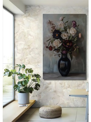 Teona Ahşap Çiçekli Vazoda Zarafet Ahşap Mdf Dekoratif Ev/işyeri Duvar Tablo Dikdörtgen Ev/işyeri Duvar Tablo