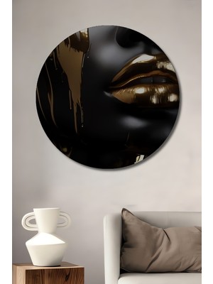 Teona Ahşap Altın Dokunuşlu Soyut Sanat Dekoratif Ahşap Mdf Işyeri Duvar Tablo Yuvarlak Işyeri Duvar Tablo