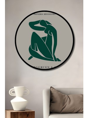 Teona Ahşap Çerçeve Görünümlü Matisse Soyut Sanat Dekoratif Ahşap Mdf Ev Duvar Tablo Yuvarlak Ev Duvar Tablo