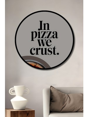 Teona Ahşap Çerçeve Görünümlü Pizza Aşkına Ahşap Mdf Dekoratif Işyeri Duvar Tablo Yuvarlak Işyeri Duvar Tablo