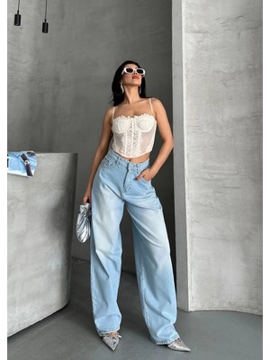 Evyora Baggy Süper Taş Bıyık Yıkama Buz Mavi D2007