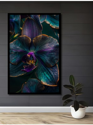 Teona Ahşap Çerçeve Görünümlü Mor Orkide Desenli Dekoratif Ahşap Mdf Ev Duvar Tablo Dikdörtgen Ev Duvar Tablo