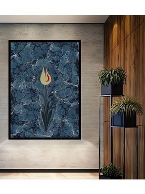 Teona Ahşap Çerçeve Görünümlü Lale Desenli Dekoratif Ahşap Mdf Dikdörtgen Ev,iş Yeri Duvar Tablo