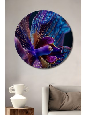 Teona Ahşap Mor Orkide Büyüsü Dekoratif Ahşap Mdf Ev/işyeri Duvar Tablo Yuvarlak Ev/işyeri Duvar Tablo