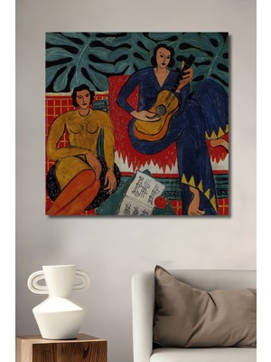 Teona Ahşap Matisse Gitarist ve Oturan Kadın Dekoratif Ahşap Mdf Tablo Dikdörtgen Tablo