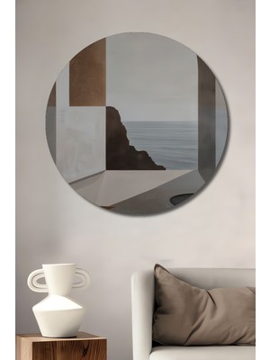 Teona Ahşap Deniz Manzaralı Modern Dekoratif Ahşap Mdf Ev/işyeri Duvar Tablo Yuvarlak Ev/işyeri Duvar Tablo
