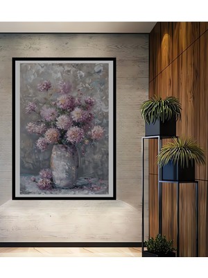 Teona Ahşap Çerçeve Görünümlü Pembe Çiçekler Ahşap Mdf Dekoratif Ev Duvar Tablo Dikdörtgen Ev Duvar Tablo