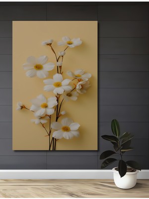 Teona Ahşap Beyaz Papatyalar Dekoratif Ahşap Mdf Ev/işyeri Duvar Tablo Dikdörtgen Ev/işyeri Duvar Tablo