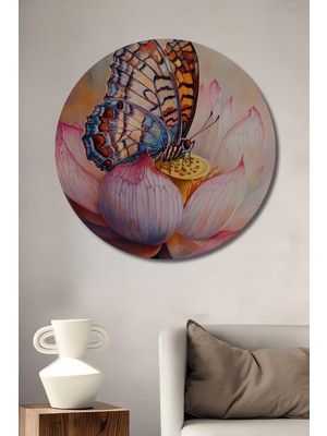 Teona Ahşap Kelebek Çiçeği Dekoratif Ahşap Mdf Ev/işyeri Duvar Tablo Yuvarlak Ev/işyeri Duvar Tablo