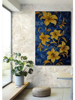 Teona Ahşap Sarı Zambaklar Dekoratif Ahşap Mdf Ev/işyeri Duvar Tablo Dikdörtgen Ev/işyeri Duvar Tablo