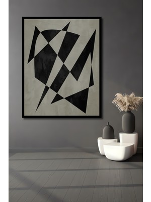 Teona Ahşap Çerçeve Görünümlü Soyut Geometri Dekoratif Ahşap Mdf Ev Duvar Tablo Dikdörtgen Ev Duvar Tablo