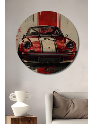 Teona Ahşap Klasik Spor Araba Ahşap Mdf Dekoratif Ev/işyeri Duvar Tablo Yuvarlak Ev/işyeri Duvar Tablo
