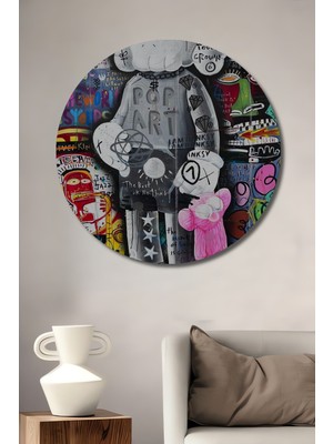 Teona Ahşap Pop Art Dekoratif Ahşap Mdf Ev/işyeri Duvar Tablo Yuvarlak Ev/işyeri Duvar Tablo