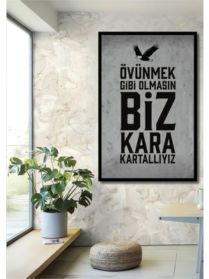 Teona Ahşap Çerçeve Görünümlü Övünmek Gibi Olmasın Biz Kara Kartallıyız Ahşap Mdf Tablo Dikdörtgen Tablo