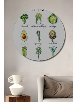 Teona Ahşap Organik Sebzeler Dekoratif Ahşap Mdf Ev/işyeri Duvar Tablo Yuvarlak Ev/işyeri Duvar Tablo