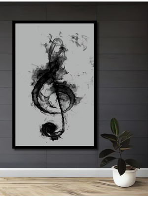 Teona Ahşap Çerçeve Görünümlü Mistik Nota Izleri Ahşap Mdf Dekoratif Ev Duvar Tablo Dikdörtgen Ev Duvar Tablo