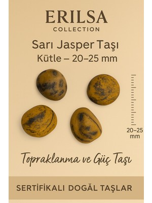 Erilsa Sertifikalı Sarı Jasper Taşı Kütle 20–25 mm Topraklanma Güç ve Dayanıklılık Enerjisi Taşı