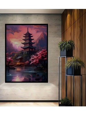 Teona Ahşap Çerçeve Görünümlü Büyülü Uzakdoğu Dekoratif Ahşap Mdf Ev Duvar Tablo Dikdörtgen Ev Duvar Tablo