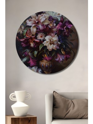Teona Ahşap Çiçek Buketi Dekoratif Ahşap Mdf Ev/işyeri Duvar Tablo Yuvarlak Ev/işyeri Duvar Tablo