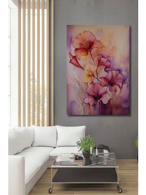 Teona Ahşap Çiçeklerle Renkli Ahşap Mdf Dekoratif Ev/işyeri Duvar Tablo Dikdörtgen Ev/işyeri Duvar Tablo