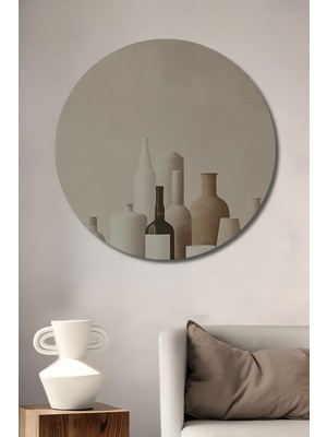 Teona Ahşap Modern Minimalist Natürmort Dekoratif Ahşap Mdf Işyeri Duvar Tablo Yuvarlak Işyeri Duvar Tablo