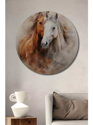 Teona Ahşap Atlı Dekoratif Ahşap Mdf Ev/işyeri Duvar Tablo Yuvarlak Ev/işyeri Duvar Tablo