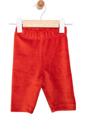 HelloBaby Krenn Kız Bebek Basic Tayt Kadife Reçme Paça Kırmızı