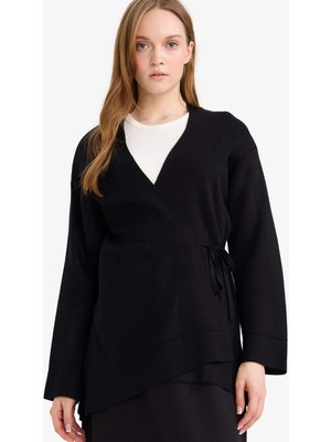 DeFacto Regular Fit V Yaka Bağlama Detaylı Triko Hırka G3747AX25WN