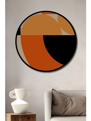 Teona Ahşap Çerçeve Görünümlü Bauhaus Soyut Sanat Ahşap Mdf Dekoratif Ev Duvar Tablo Yuvarlak Ev Duvar Tablo