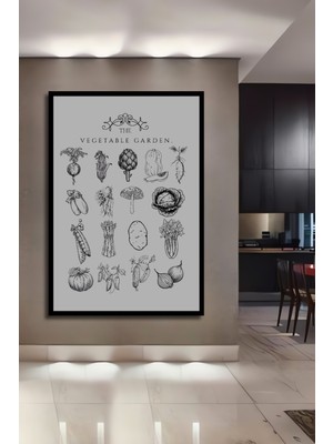 Teona Ahşap Çerçeve Görünümlü Sebzeli Ahşap Mdf Dekoratif Işyeri Duvar Tablo Dikdörtgen Işyeri Duvar Tablo