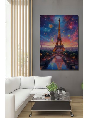 Teona Ahşap Renkli Düşler Eyfel Kulesi Dekoratif Ahşap Mdf Tablo Dikdörtgen Tablo