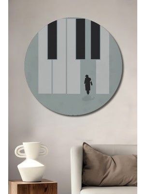 Teona Ahşap The Pianist Ahşap Mdf Dekoratif Ev/işyeri Duvar Tablo Yuvarlak Ev/işyeri Duvar Tablo