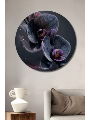 Teona Ahşap Büyüleyici Orkide Çiçeği Dekoratif Ahşap Mdf Ev/işyeri Duvar Tablo Yuvarlak Ev/işyeri Duvar Tablo