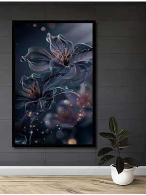 Teona Ahşap Çerçeve Görünümlü Büyülü Çiçekler Dekoratif Ahşap Mdf Ev Duvar Tablo Dikdörtgen Ev Duvar Tablo