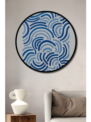 Teona Ahşap Çerçeve Görünümlü Dalgalı Denizin Ritmi Dekoratif Ahşap Mdf Ev Duvar Tablo Yuvarlak Ev Duvar Tablo