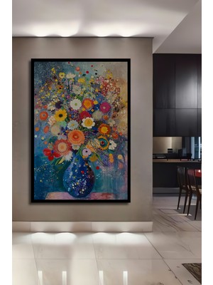Teona Ahşap Çerçeve Görünümlü Renkli Çiçek Buketi Dekoratif Ahşap Mdf Ev Duvar Tablo Dikdörtgen Ev Duvar Tablo