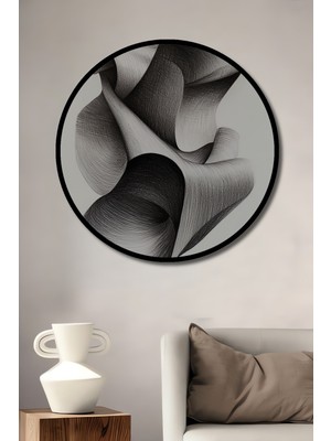 Teona Ahşap Çerçeve Görünümlü Soyut Sanat Ahşap Mdf Dekoratif Işyeri Duvar Tablo Yuvarlak Işyeri Duvar Tablo