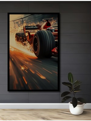 Teona Ahşap Çerçeve Görünümlü Hızlı Yarış Arabası Dekoratif Ahşap Mdf Ev Duvar Tablo Dikdörtgen Ev Duvar Tablo