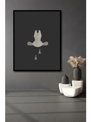 Teona Ahşap Çerçeve Görünümlü Kovboy Şapkası ve Satranç Taşları Dekoratif Ahşap Mdf Tablo Dikdörtgen Tablo